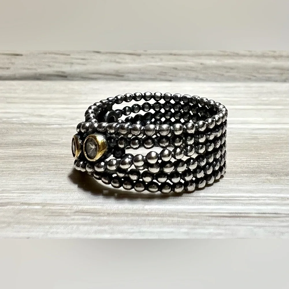 Authentic PANDORA Entangled Beauty Sterling Silver & 14K Gold Diamond Ring - Picture 2 of 9